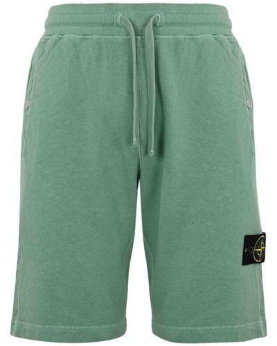 Stone Island Bermuda Shorts For In Malfile Fleece - Green