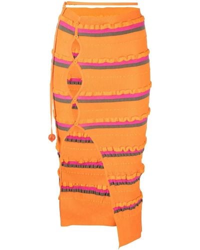 Jacquemus Buttoned Ribbed-knit Skirt - Orange