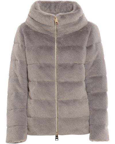Herno Faux Fur Padded Jacket - Grey