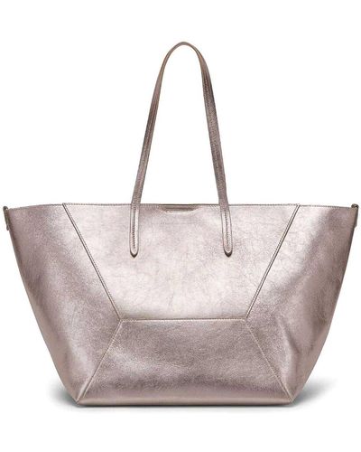 Brunello Cucinelli Metallic Leather Shopping Bag - Pink
