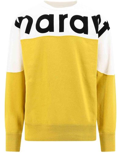 Isabel Marant Organic Cotton Sweatshirt With Flocked Logo - Yellow