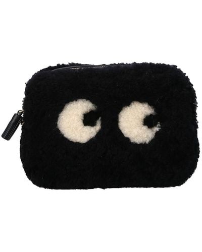 Anya Hindmarch Eyes Shearling Crossbody Bag - Black