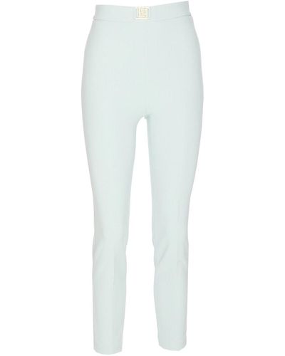 Elisabetta Franchi Water Trousers Elephant Leg Lateral Zip - White