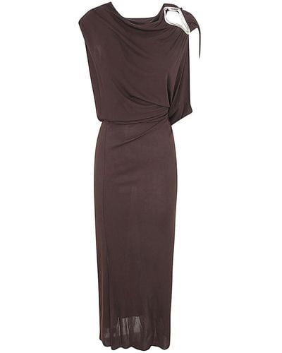 Lanvin Draped Long Dress - Brown