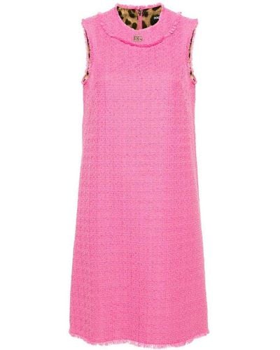 Dolce & Gabbana Tweed Midi Dress - Pink