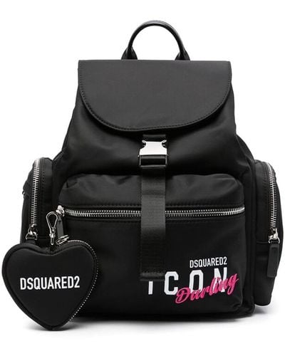 DSquared² /white Slogan Backpack - Black