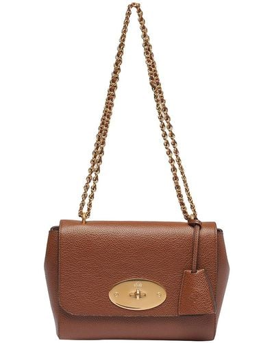 Mulberry Leather Bag With Turn Lock Closure - Brown