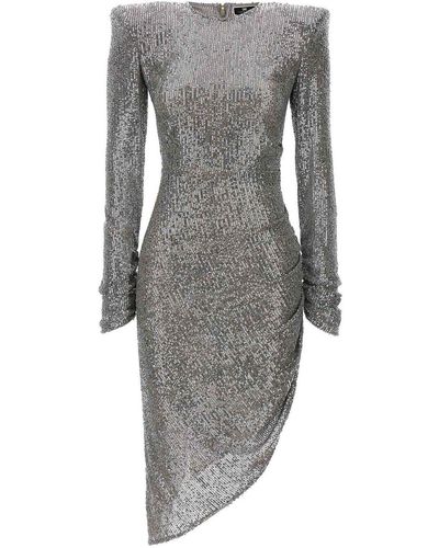 Elisabetta Franchi Sequin Asymmetrical Dress - Grey