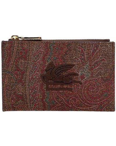 Etro Paisley Fabric Card Holder - Brown
