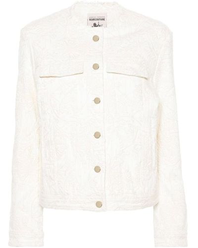 Semicouture Catherine Embroidered Denim Jacket - White