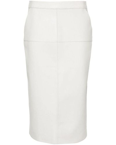 P.A.R.O.S.H. Leather Midi Pencil Skirt - White