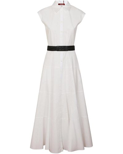 Max Mara Satin Midi Dress - White