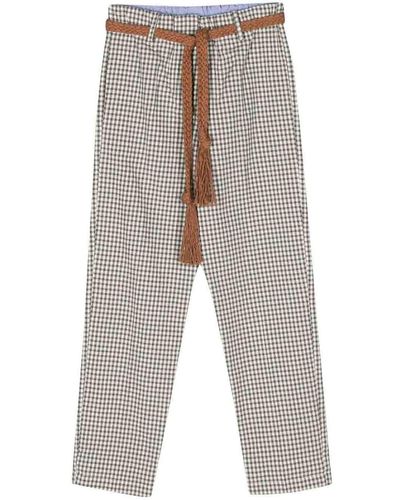 Alysi Vichy Cropped Trousers - Grey