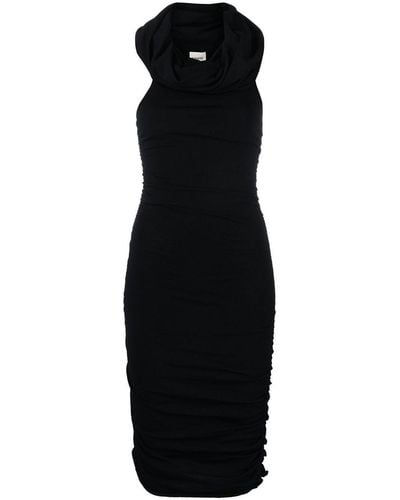 Khaite Off-shoulder Aerica Ruched Dress - Black