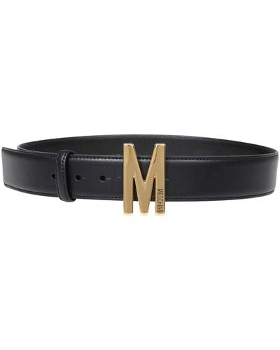 Moschino Leather Belt With Logo - White