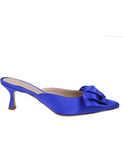 Roberto Festa Satin Mule With Bow - Blue