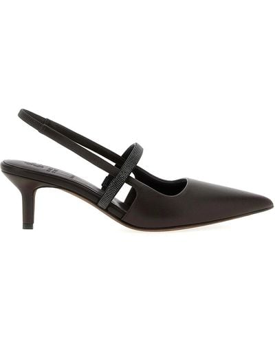 Brunello Cucinelli Leather Court Shoes - Black