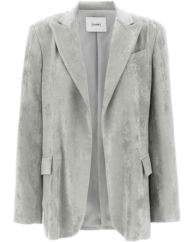 Nude Velvet Blazer - Gray