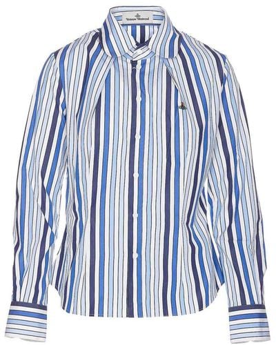 Vivienne Westwood Toulouse Shirt With Embroidered Orb Logo - Blue