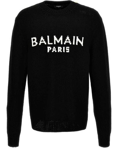 Balmain Jacquard Logo Sweater - Black