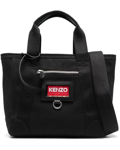 KENZO Cotton Tote With Logo-tag - Black