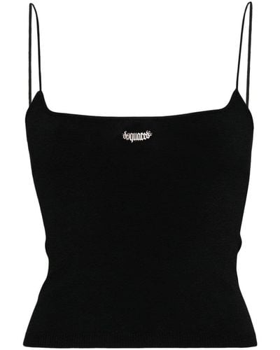 DSquared² Logo-plaque Knitted Crop Top - Black