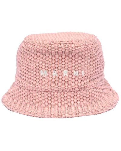Marni Bucket Hat Rafia Effect - Pink