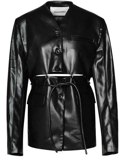 Nanushka Maida Okobor Alt-leather Blazer - Black