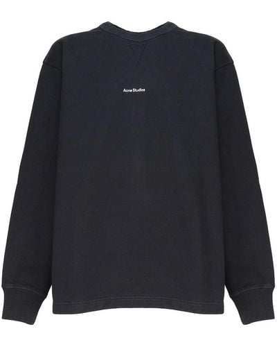 Acne Studios Over Cotton Sweatshirt With Front Logo - Blue