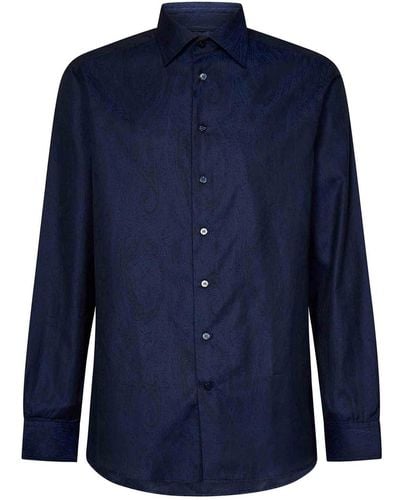 Etro Cotton Long-sleeved Shirt - Blue