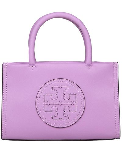 Tory Burch Ella Front Logo Leather Bag - Purple