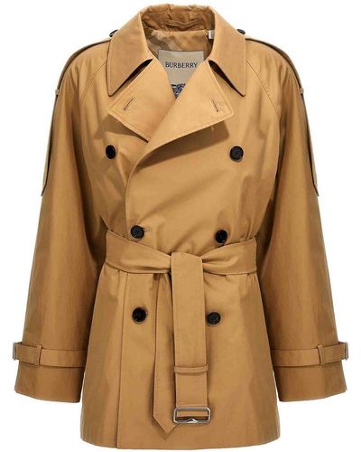 Burberry Double-breasted Short Trench Coat - Natural