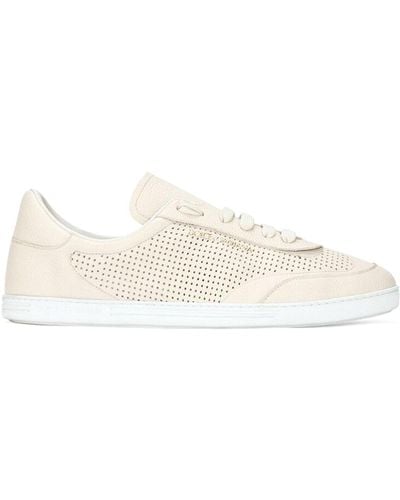 Dolce & Gabbana White Perforated Logo-print Trainers - Natural