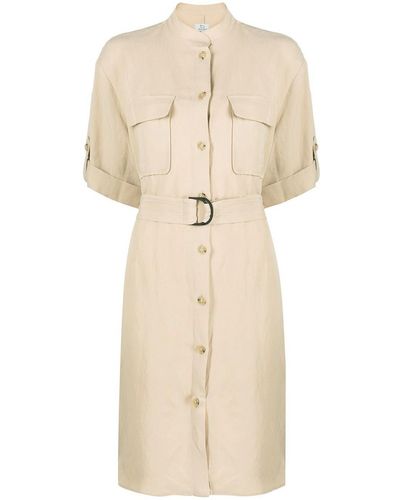 Woolrich Belted-waist Shirt Short Dress - Natural