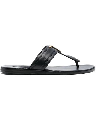 Tom Ford Leather Thong Sandals With Hardware - Black