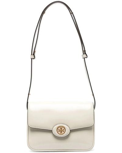 Tory Burch Robinson Convertible Shoulder Strap With Logo - White