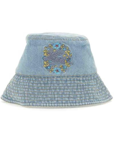 Etro Bucket Hat With Pegasus Embroidery - Blue