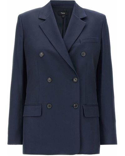 Theory Double-breasted Blazer - Blue