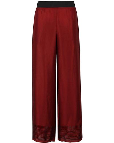 OBIDI Wide Leg Silk Pants - Red