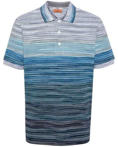 Missoni Tie-dye Print Cotton Polo Shirt - Blue