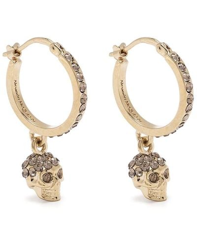 Alexander McQueen Crystal Skull-embellished Hoop Earrings - Metallic