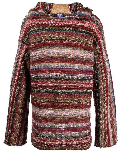 VITELLI Striped Recycled Wool Hooded Jumper - Red
