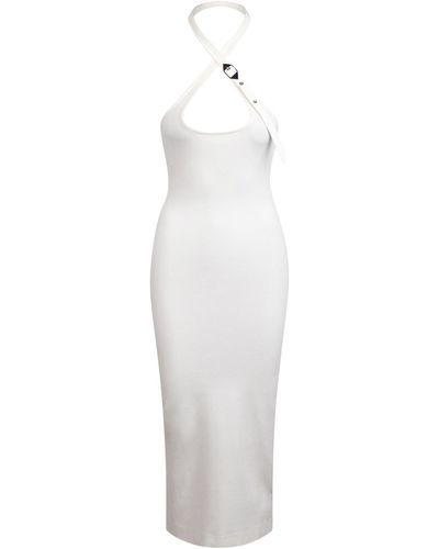 The Attico Decorative Detail Midi Dress - White