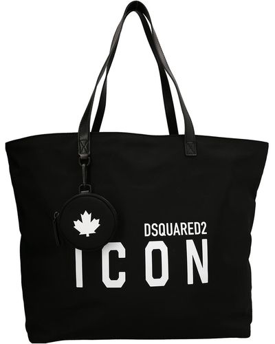DSquared² Logo Print Nylon Shopping Bag - Black