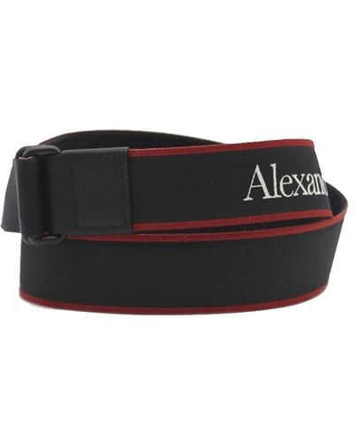 Alexander McQueen Logo Print Adjustable Belt - Black