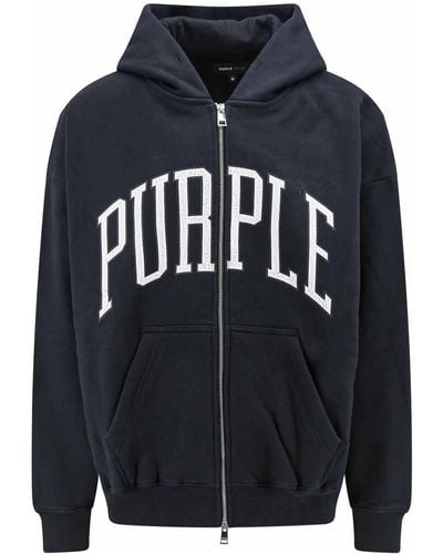 Purple Brand Oversize Cotton Sweatshirt With Logo Print - Blue