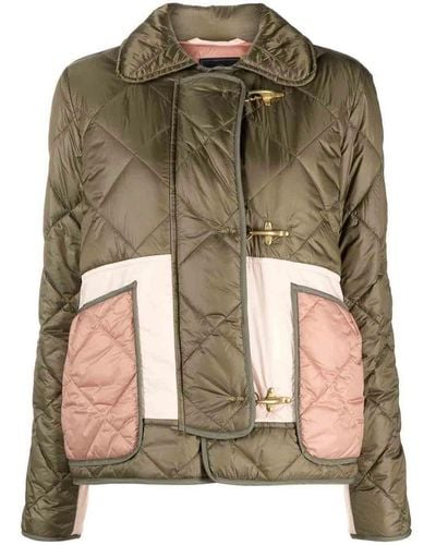 Fay Quilted Mini 3-hook Caban Jacket - Green