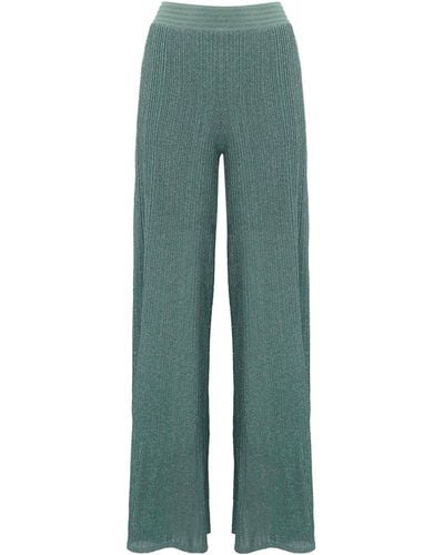 D. EXTERIOR Ribbed Pants In Viscose And Lurex - Green