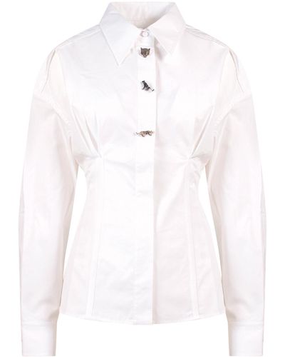K KRIZIA Cotton Shirt With Iconic Frontal Patches - White