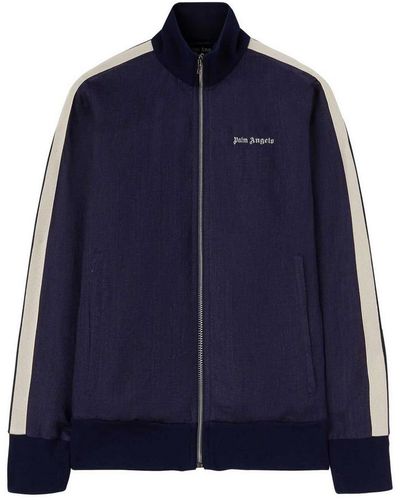 Palm Angels Jacket With Stripes Detail - Blue